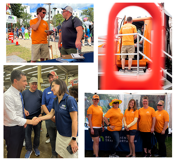 Photo: Staff and visitors at the MnDOT booth at the State Fair.